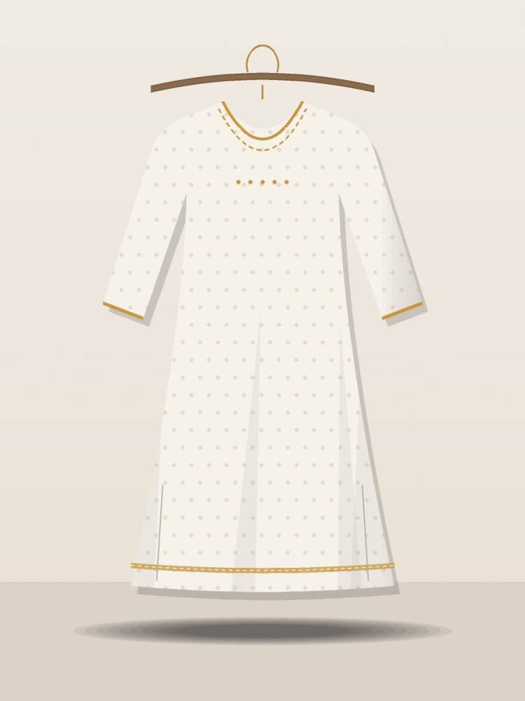 Hand-Embroidered Kurti — White