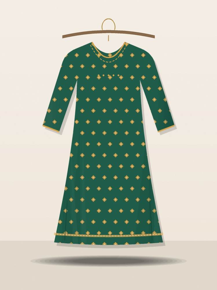 Festive Kurti — Emerald & Gold