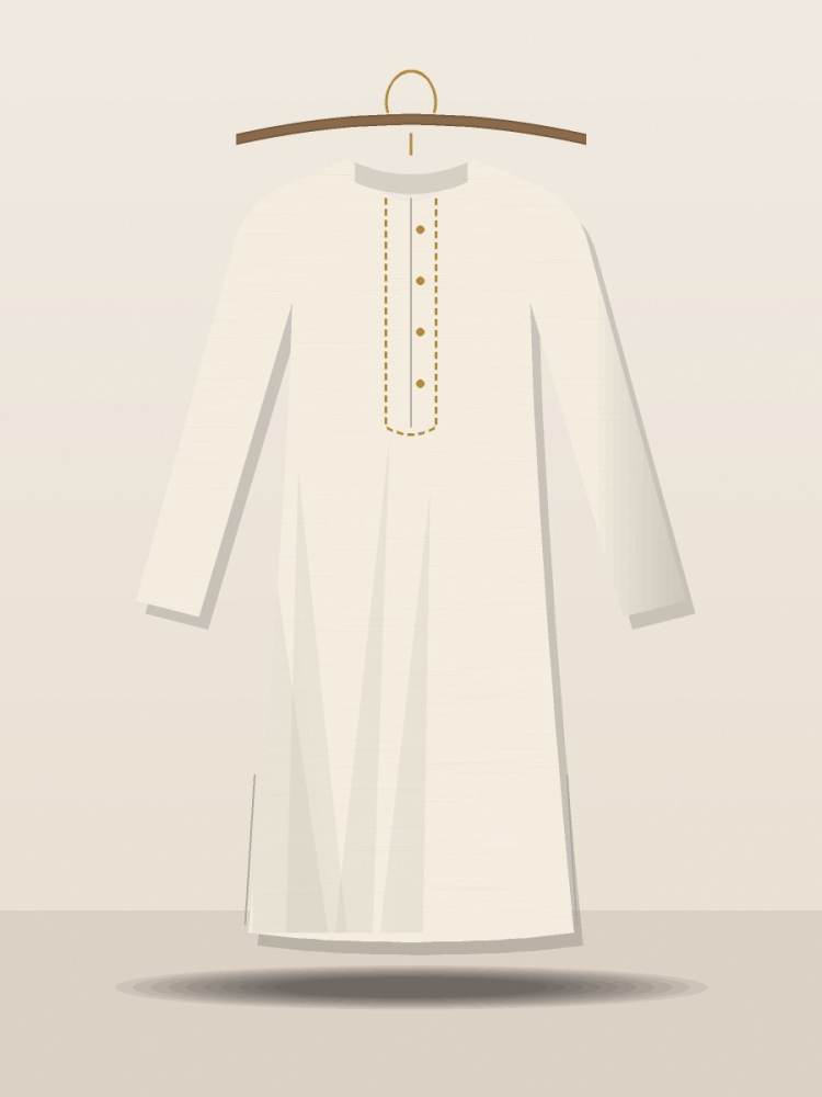 Embroidered Festive Panjabi — Ivory