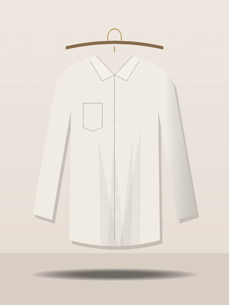 Linen Band-Collar Shirt — Off-White
