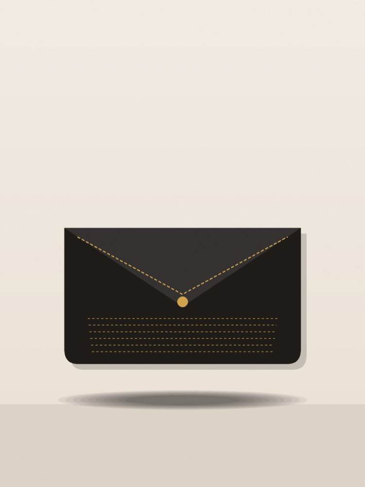 Embroidered Evening Clutch — Black