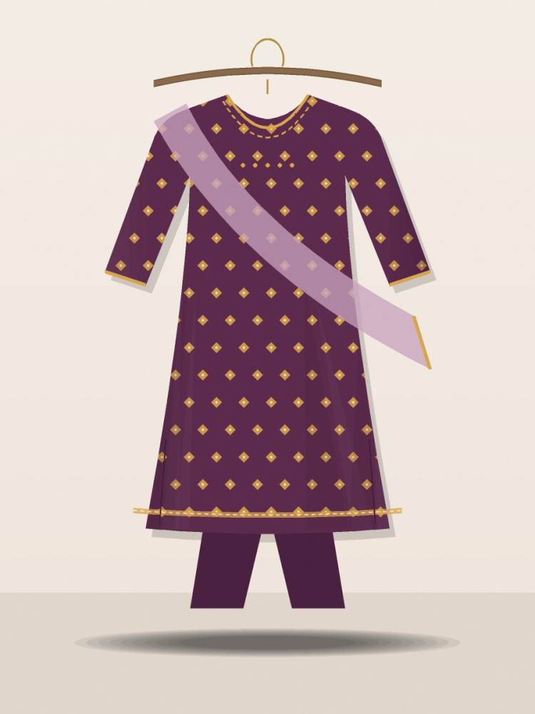 Festive Georgette Three-Piece — Plum